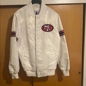 49ER White Satin Starter Jacket
